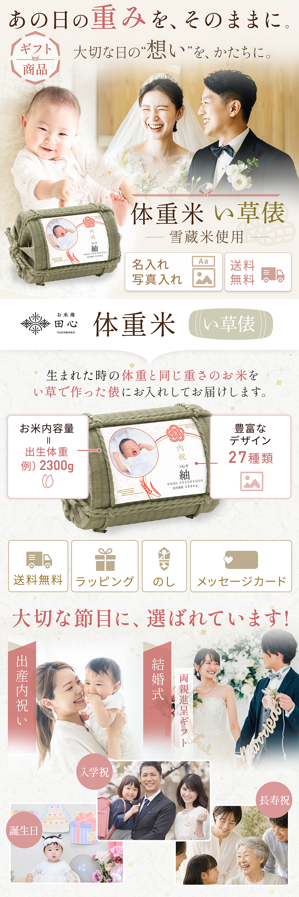 体重米 い草俵 名入れ 写真入れ 送料無料 豊富なデザイン 出産祝 結婚式 誕生日 入学祝 長寿祝